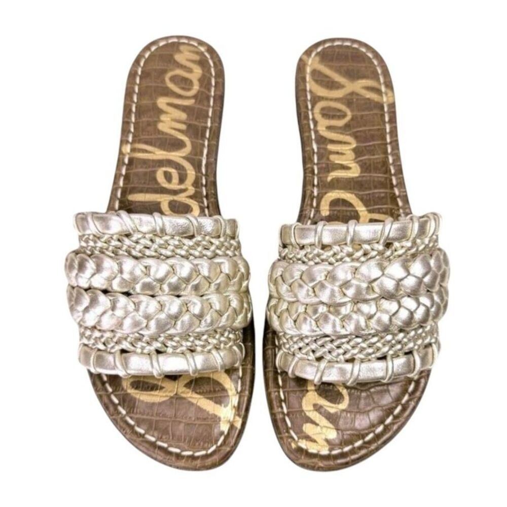 Sam Edelman Giada Woven Braided Slide Sandals Gold Womens Size 5.5 Coastal Boho